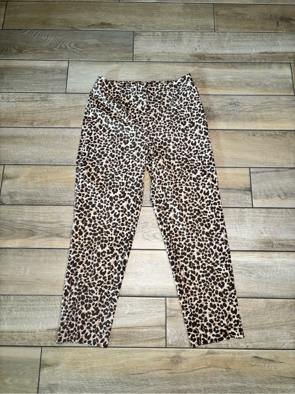 Ann Taylor Leopard-Spot Stretch Pants in Beige, Brown & Black
